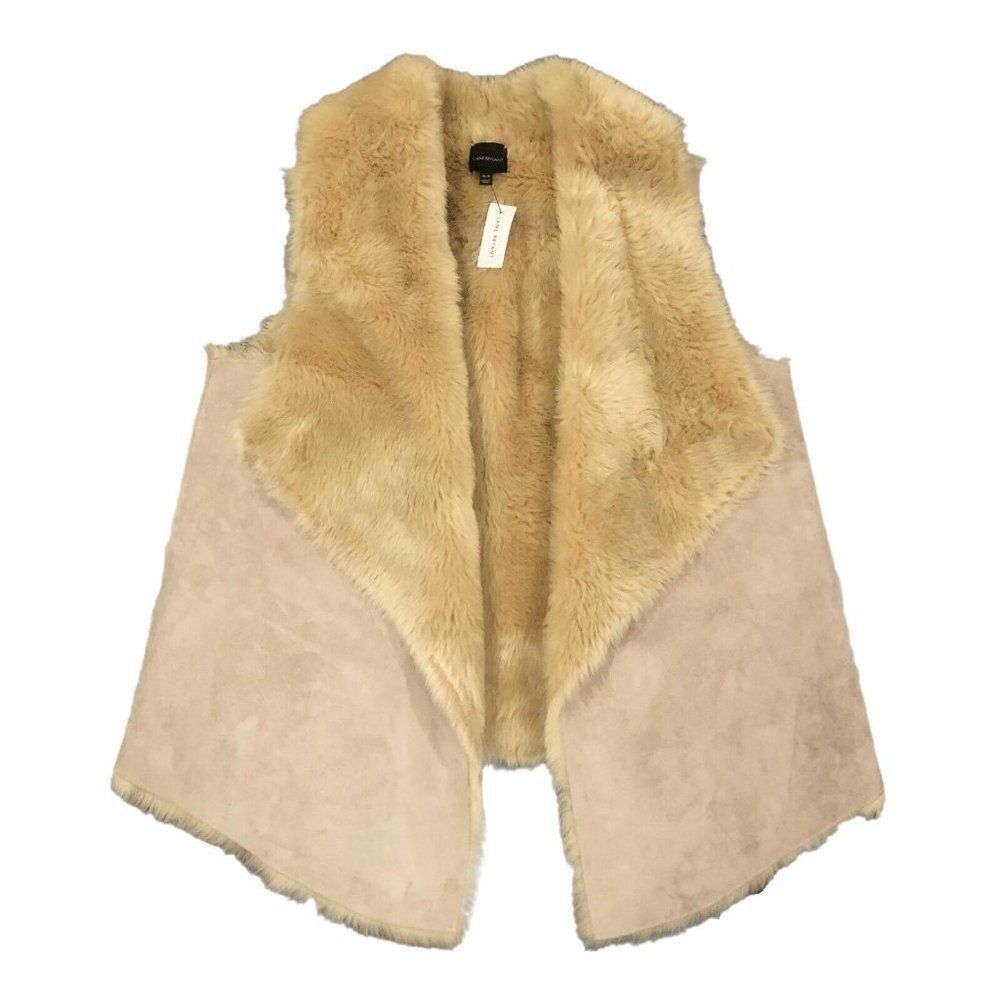 Lane Bryant Women’s Size 14/16 Suede and Faux Fur Draped Open Front Vest Boho